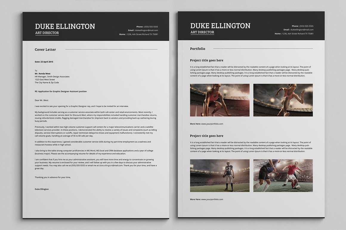 Two Pages Classic Resume CV Template strip2