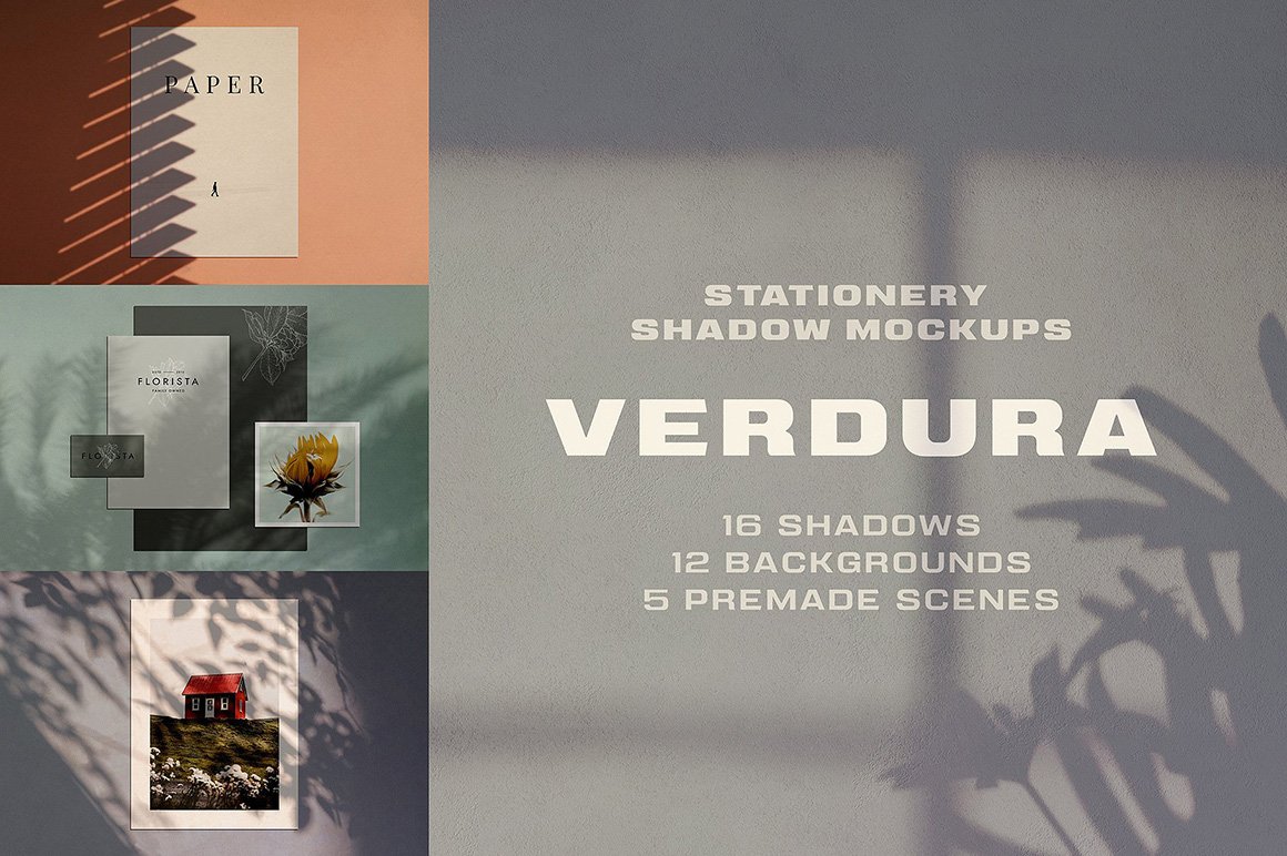 Verdura Stationery Shadow Mockups