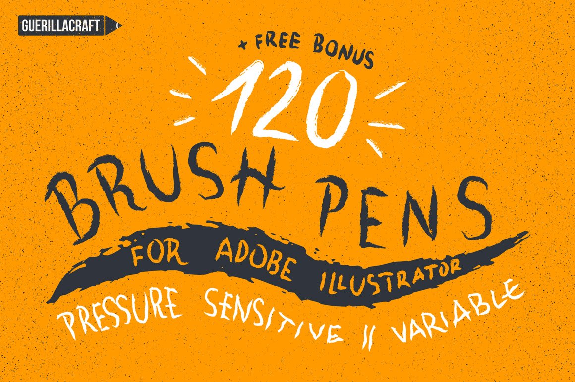 120 Brush Pens for Adobe Illustrator