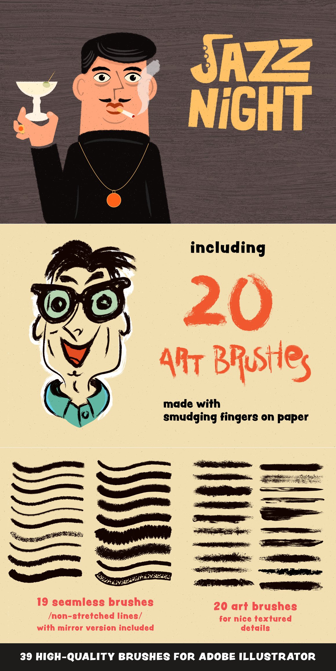 1950s Artist Brush Pack for Adobe Illustrator