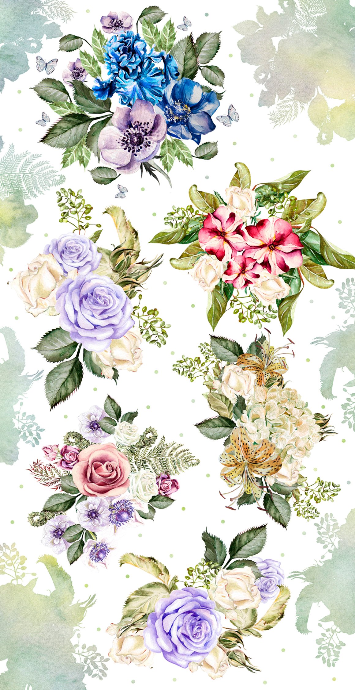 45 Hand Drawn Watercolor Bouquet & Wreath Pack