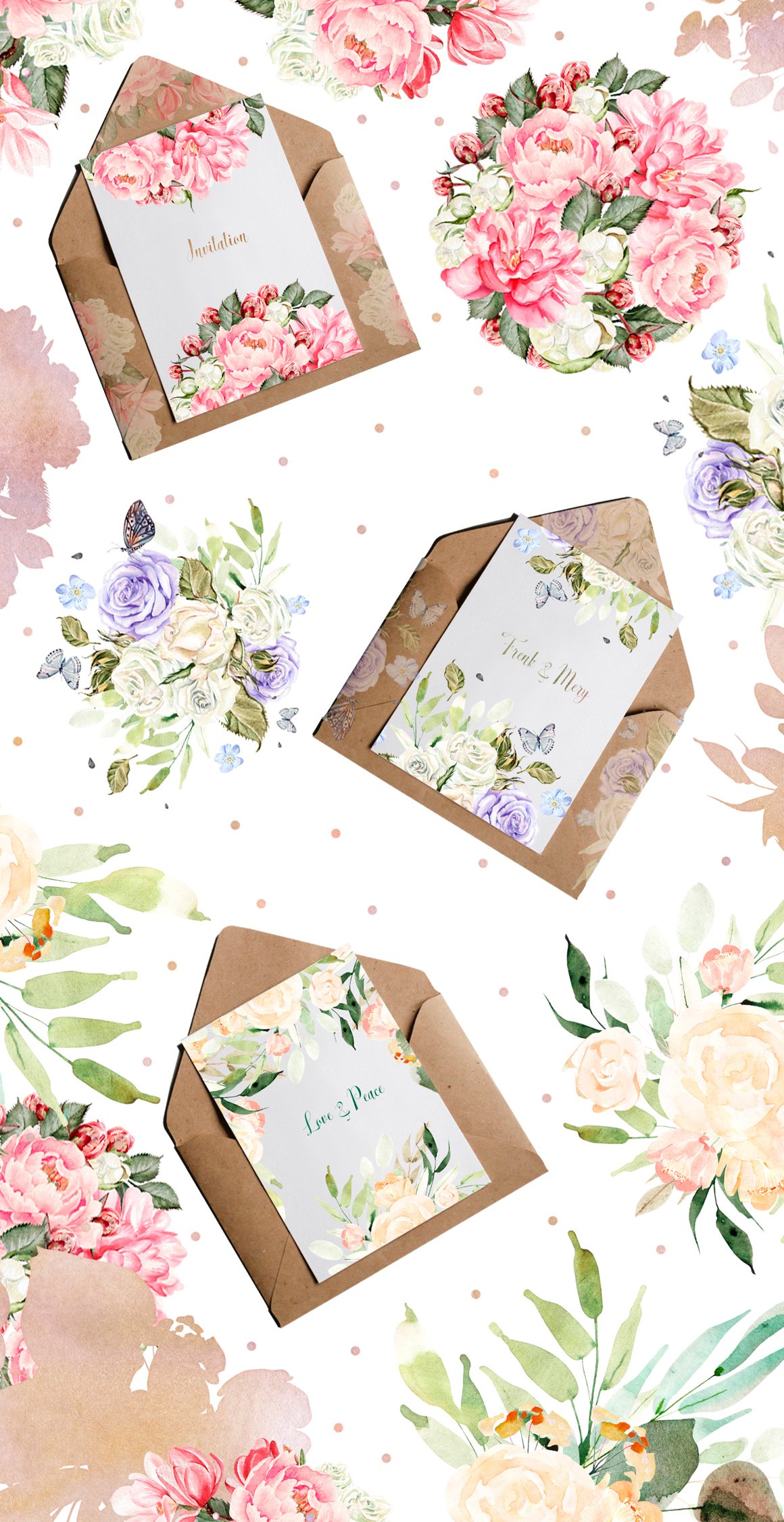 45 Hand Drawn Watercolor Bouquet & Wreath Pack