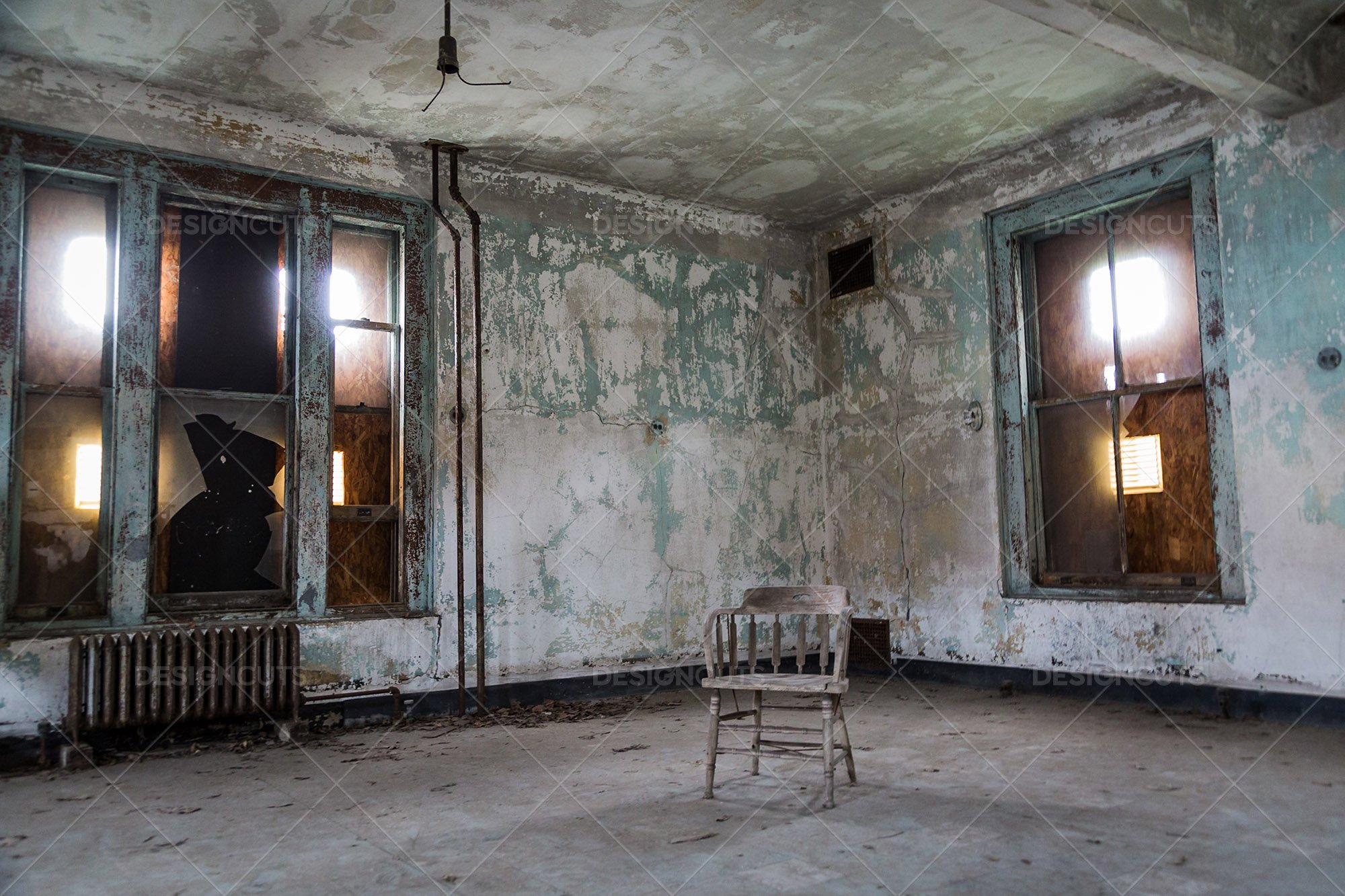 A Lone Chair In An Empty Room In The Derelict Ellis Island Immigration Hospital