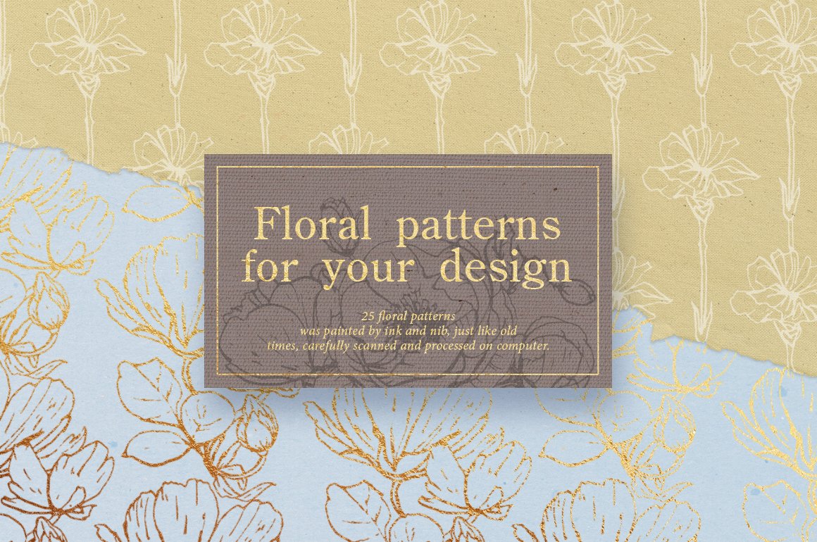 Flower outlines & vector floral patterns