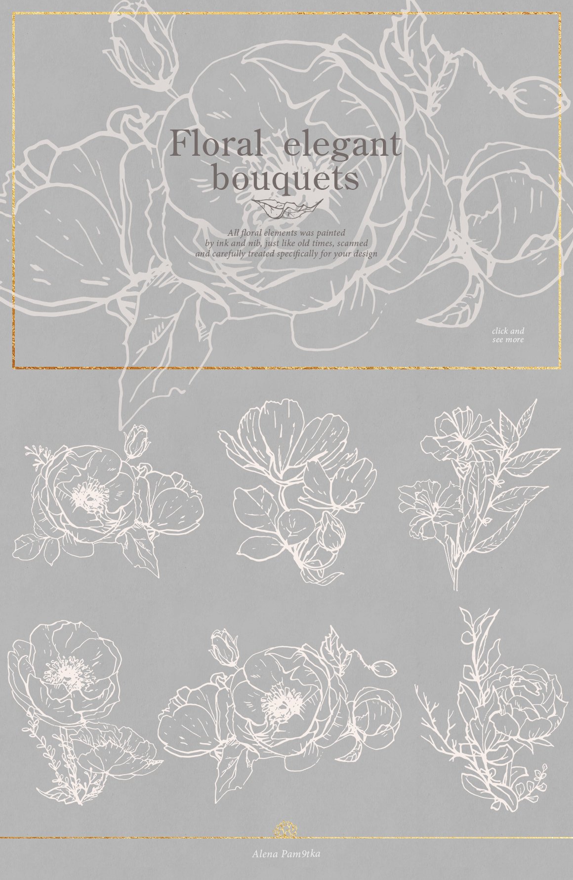 Flower outlines & vector floral patterns