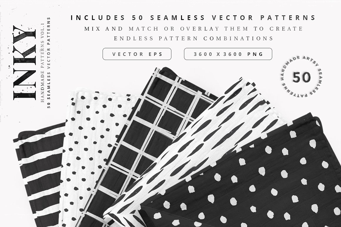 Inky - 50 Seamless Vector Patterns