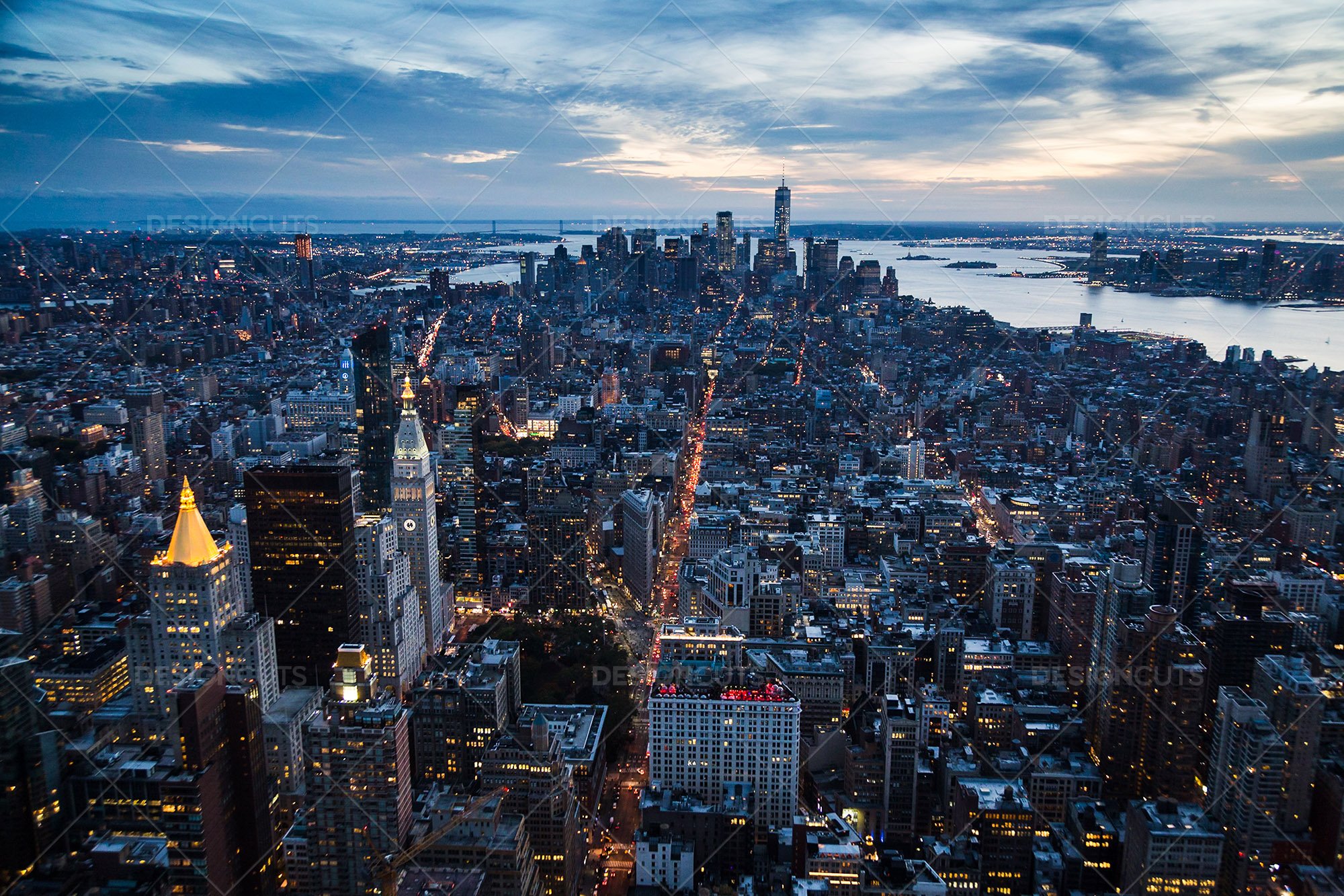 Manhattan Skyline From The Empire State Building New York At Sunset 1