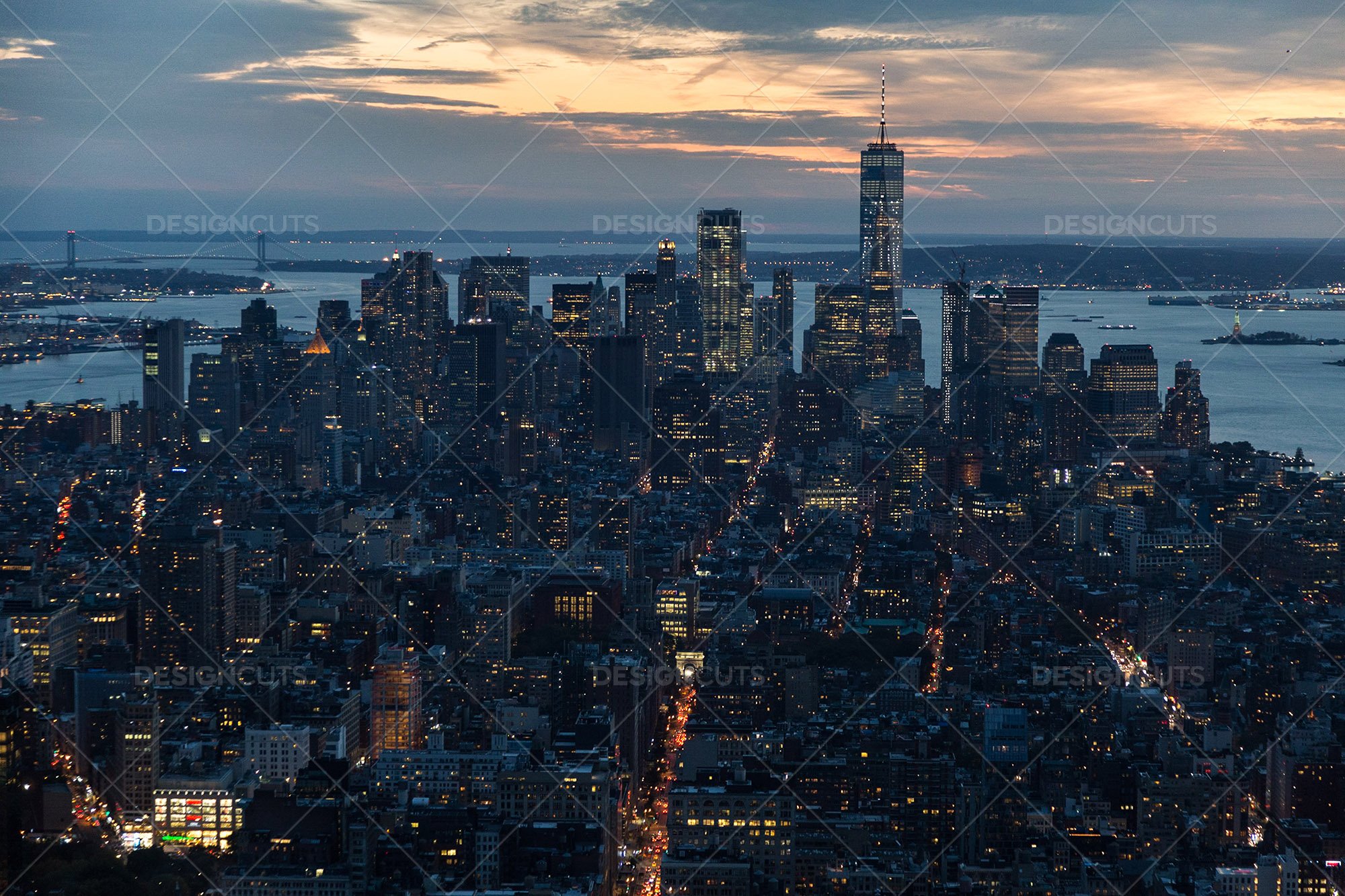 Manhattan Skyline From The Empire State Building New York At Sunset 3