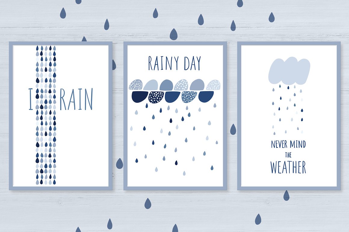 Rainy Day, 6 Seamless Patterns