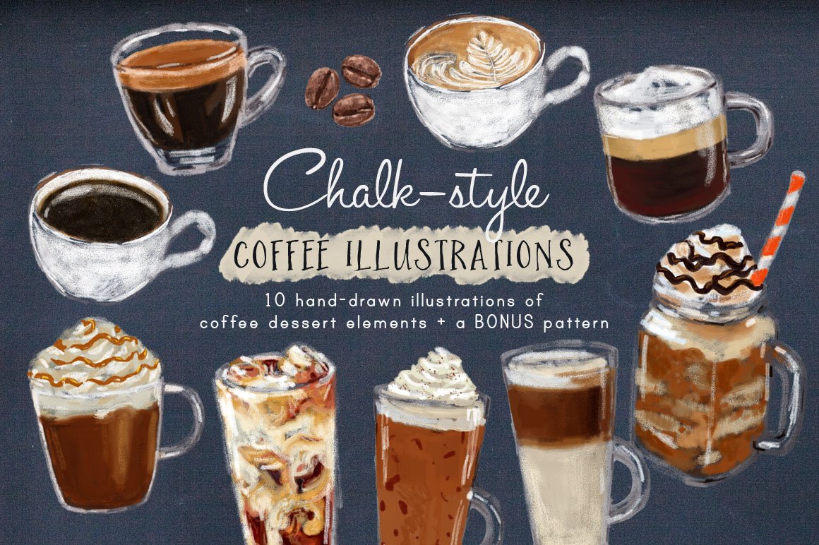 Chalk Style Coffee Illustrations