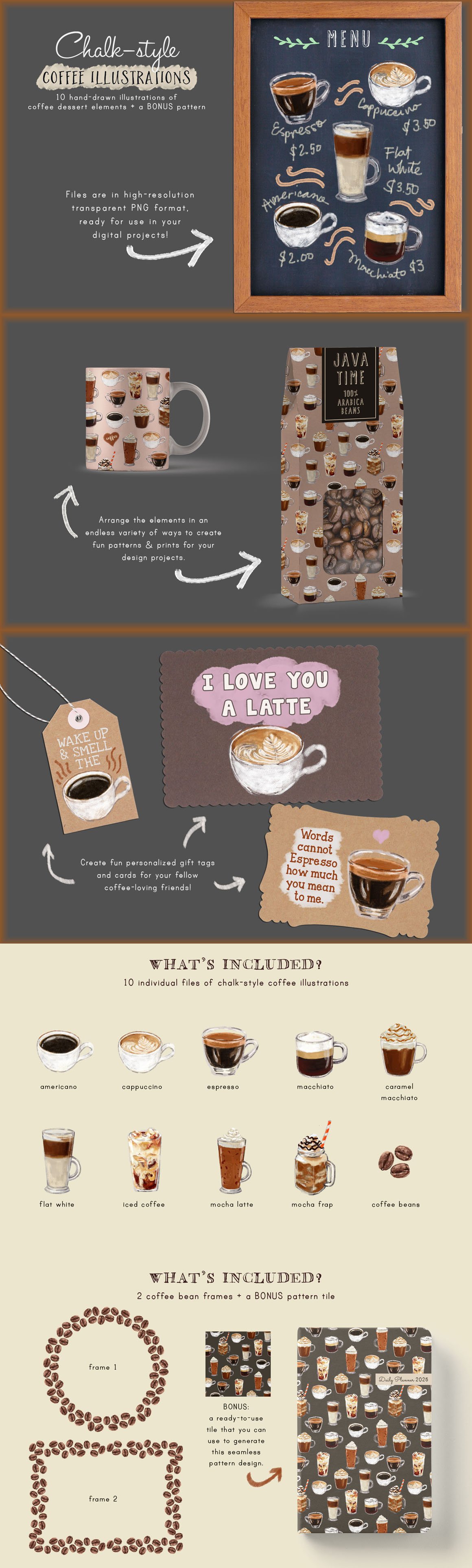 Chalk Style Coffee Illustrations