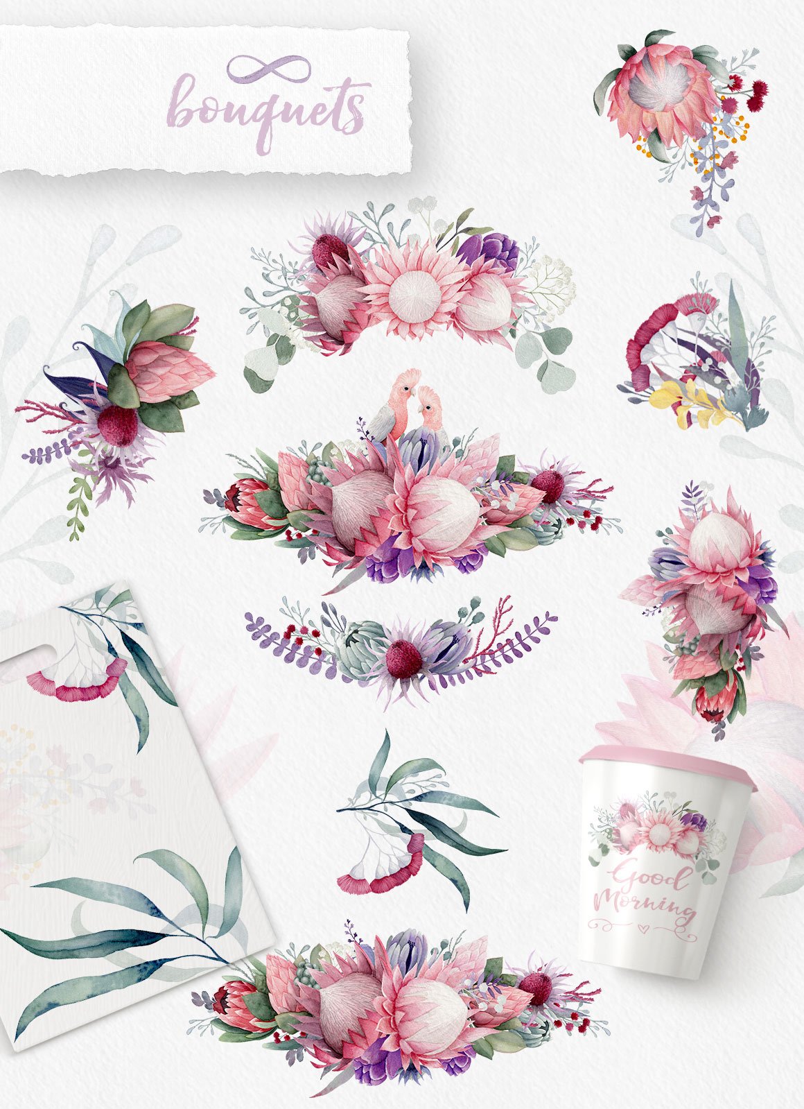 Exotic Tropical Watercolor Flowers Collection