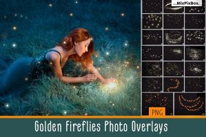 Free: Golden Fireflies Photo Overlays