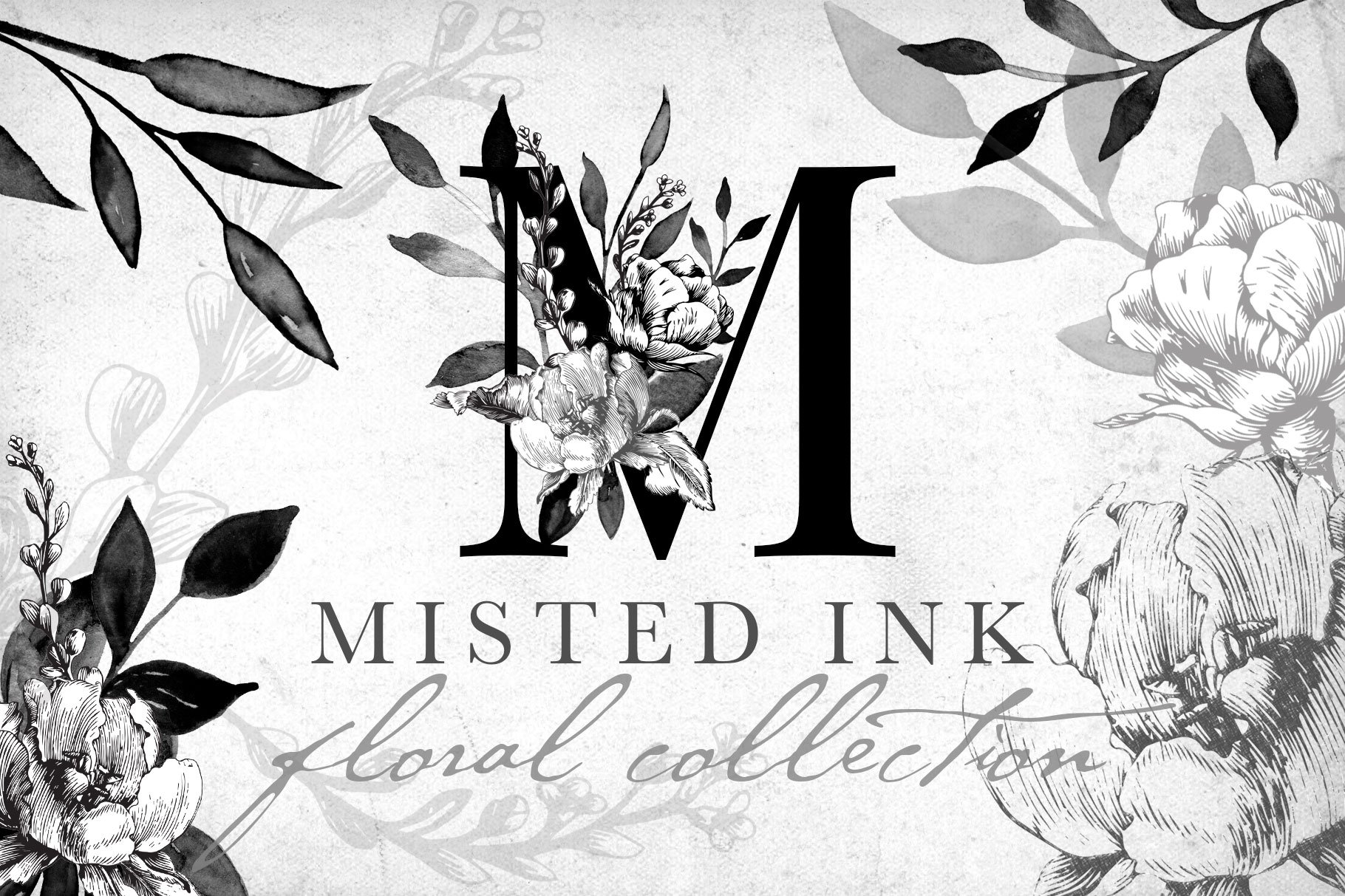 Misted Ink Floral Collection