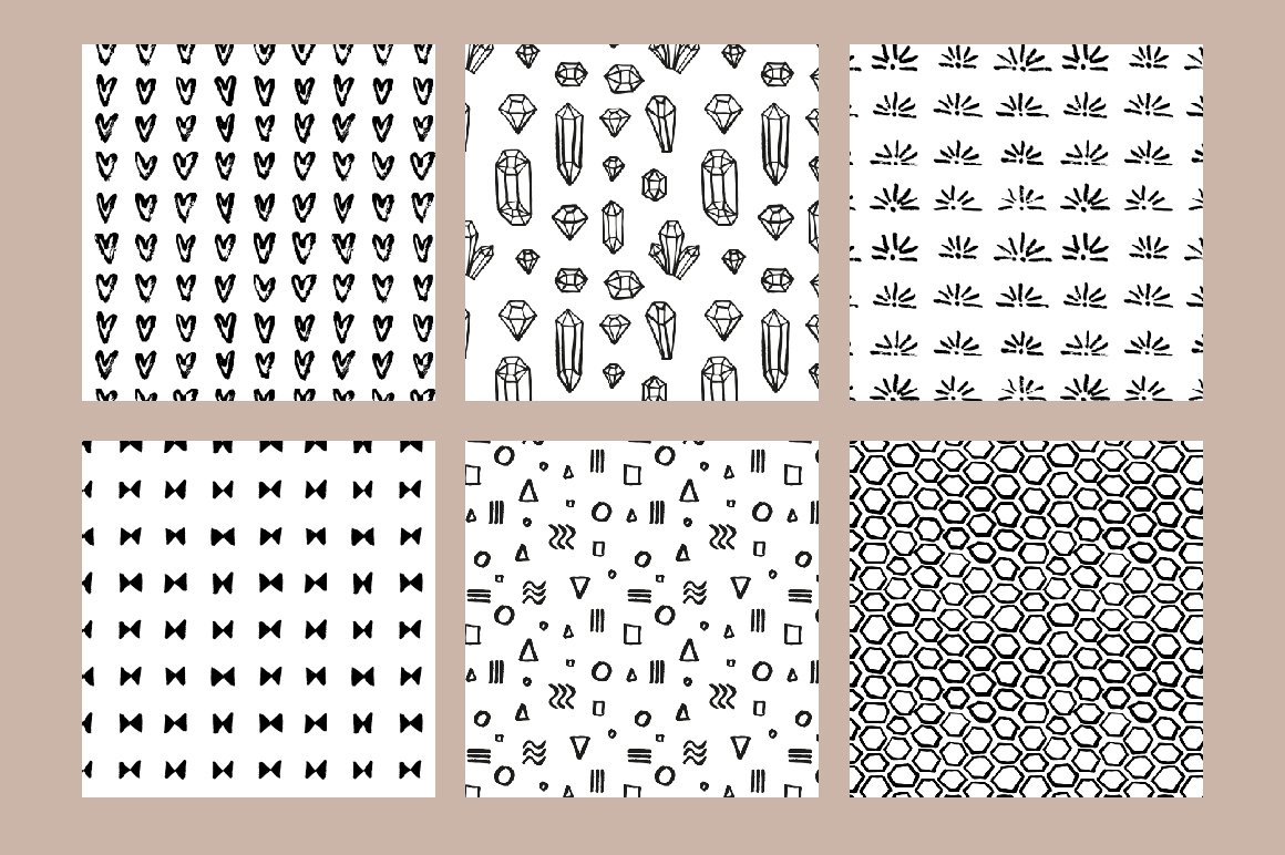 18 Hand Drawn Seamless Patterns