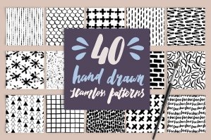 40 Hand Drawn Seamless Patterns