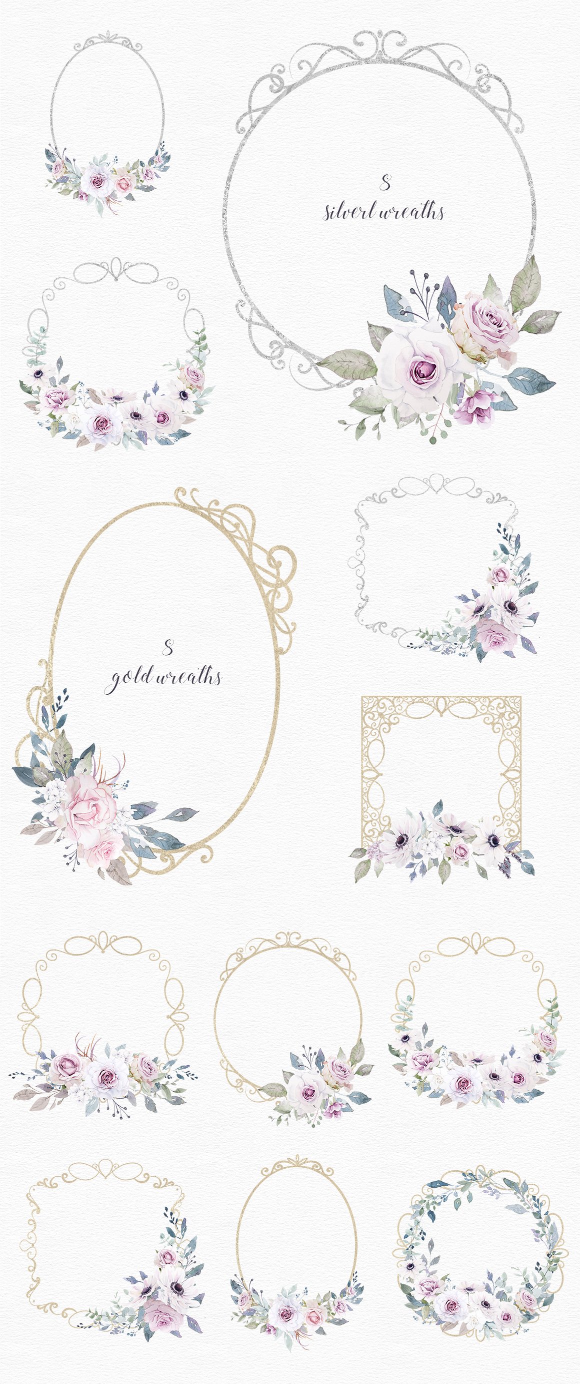 Blushing Violet Watercolor Clipart Collection