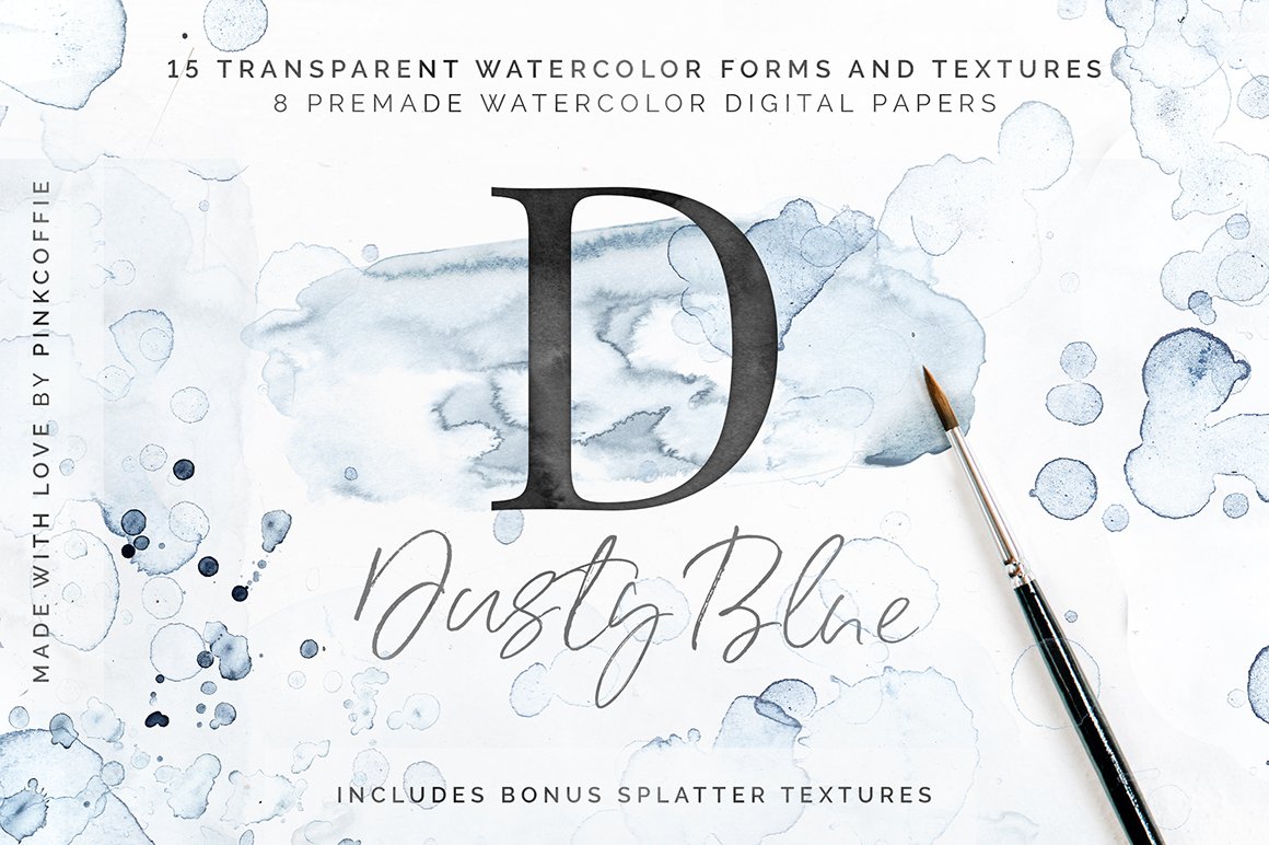 Dusty Blue Watercolor Texture Collection