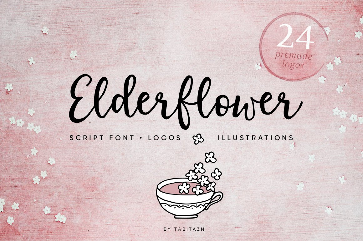 Elderflower Script Font, Logos & Illustrations