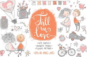 Fall In Love Romantic Graphic Kit