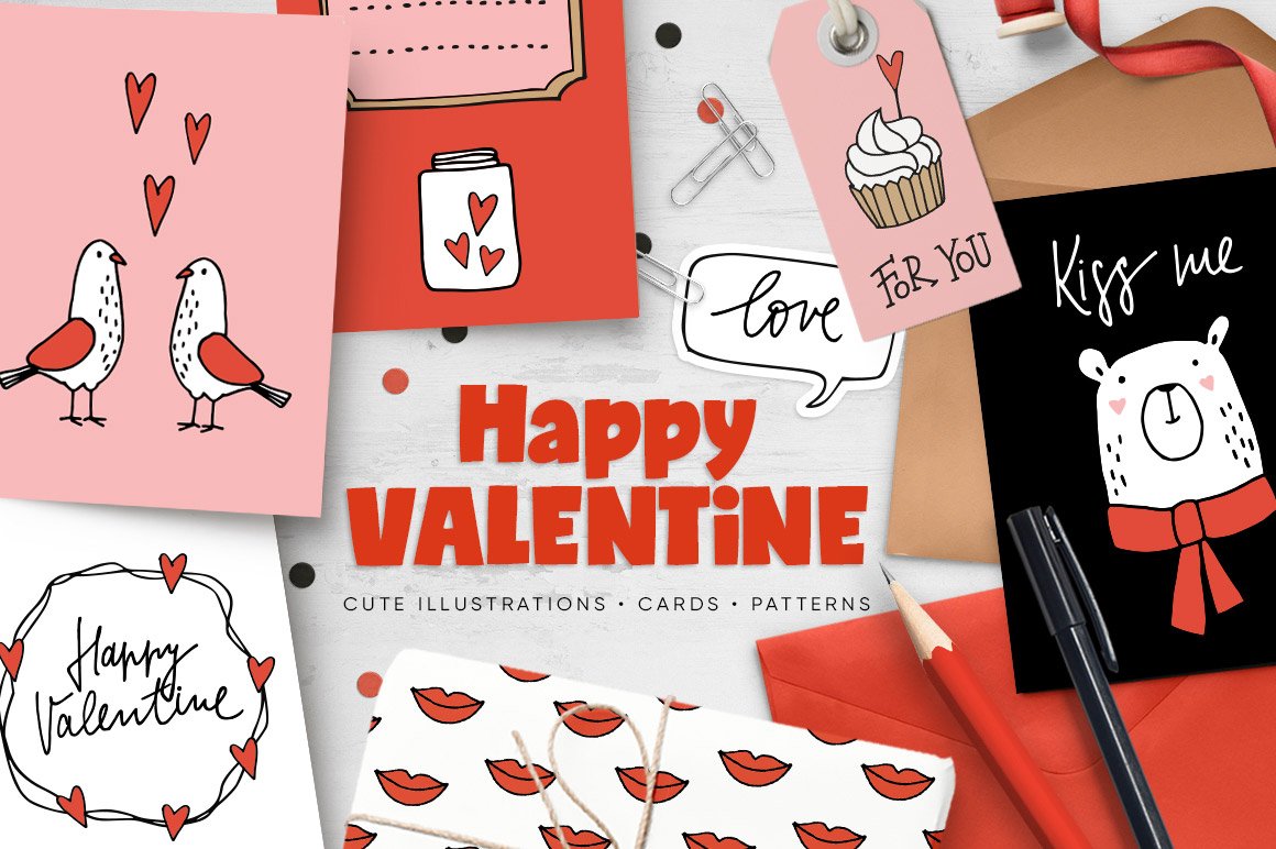 Happy Valentine graphic set