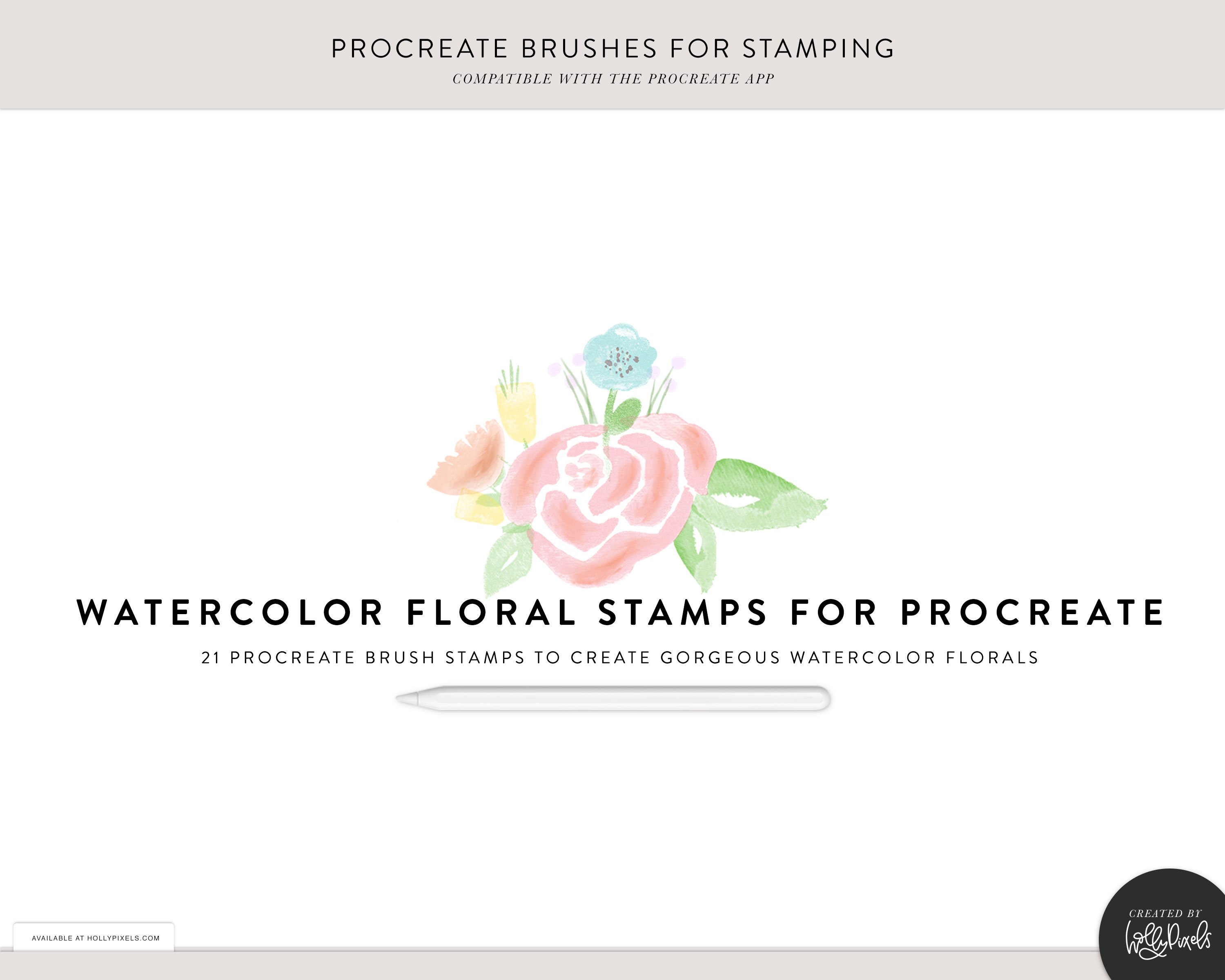 Procreate Watercolor Florals Stamp Brushes