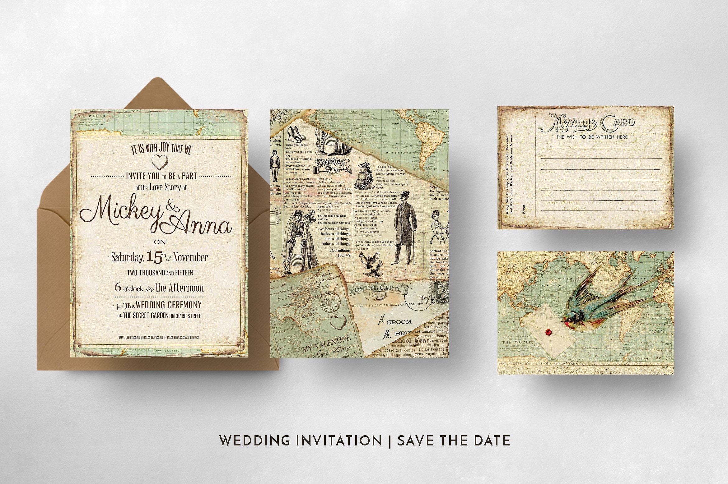 Vintage Journey Wedding Invitation