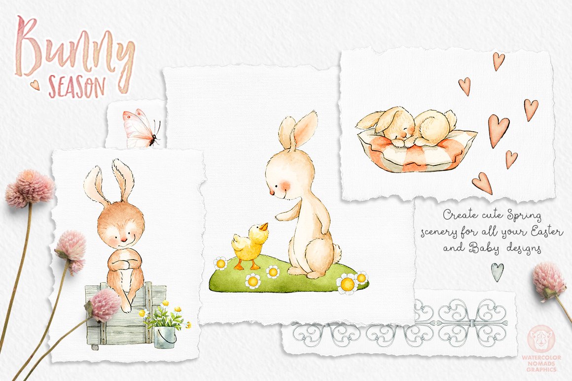 Bunny Season Watercolor Spring Collection