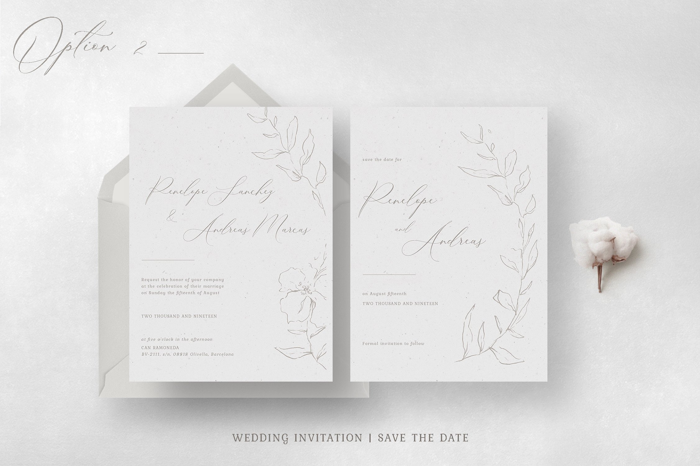 Elegant Floral Wedding Invitation Suite
