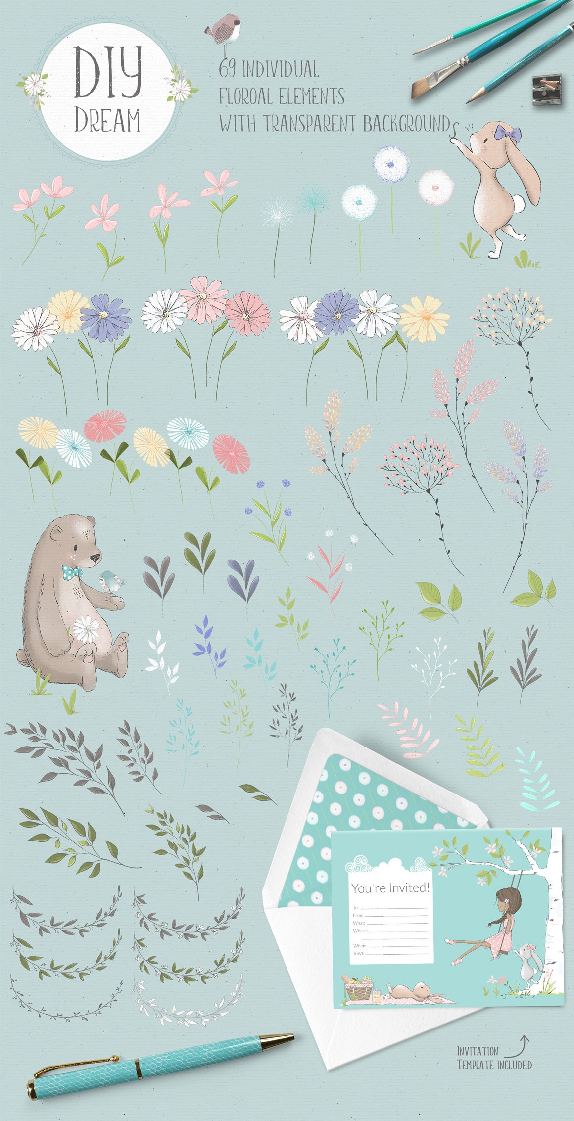 Hop Into Spring Illustration Kit