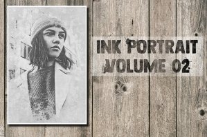 Ink Portrait Photoshop Template - Volume 02