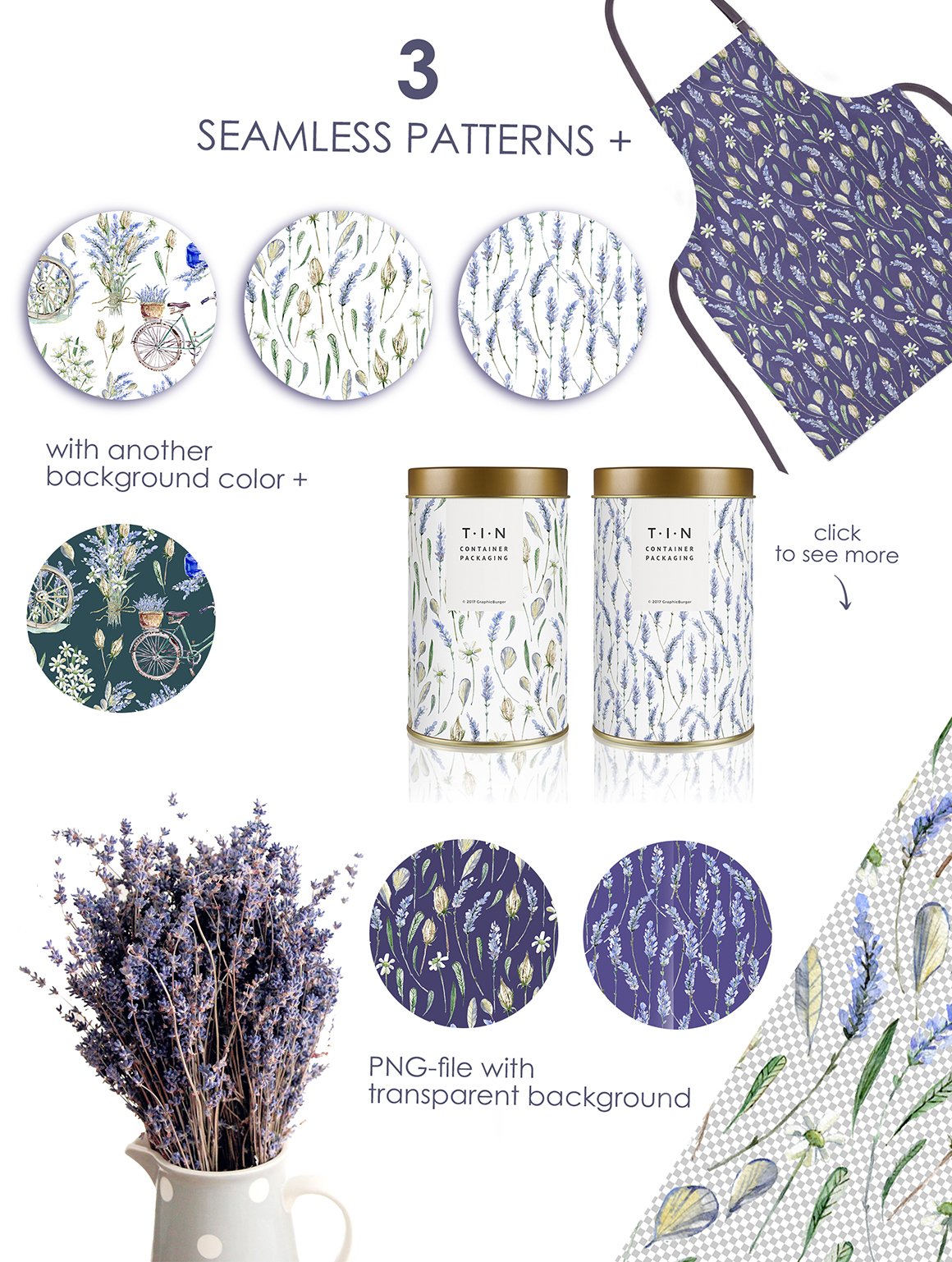 Lavender Watercolor Clipart Set