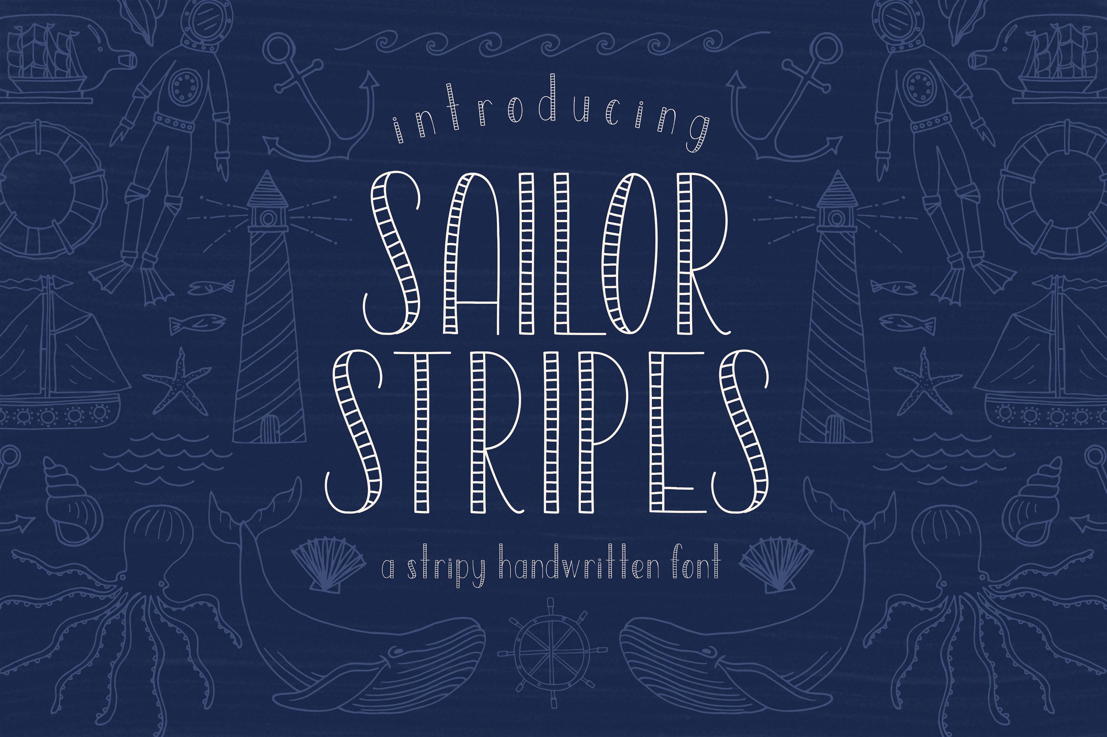 Sailor Stripes San Serif Font And Illustrations