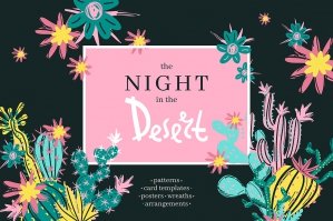 The Night In The Desert -  Cactus Clipart Collection