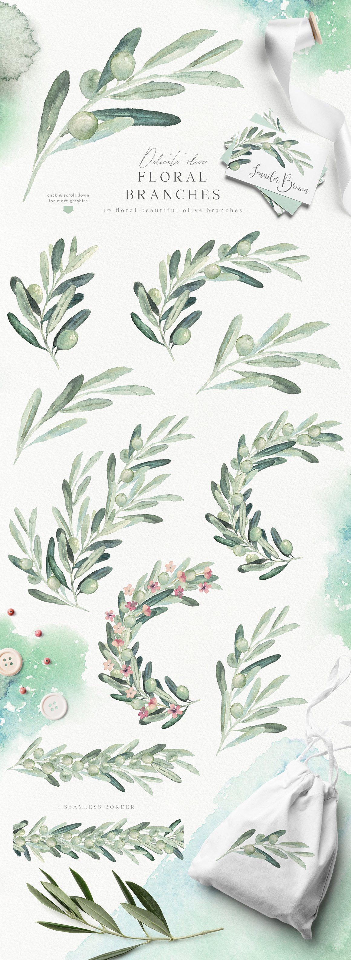 Virgin Olive - Watercolor Graphic Design Kit