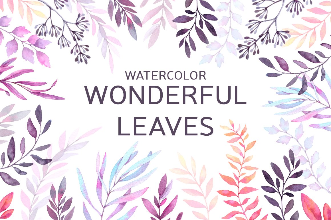 Watercolor Wonderful Leaves - Violet story