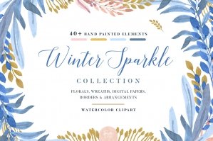 Winter Sparkle - Floral Clip Art Collection