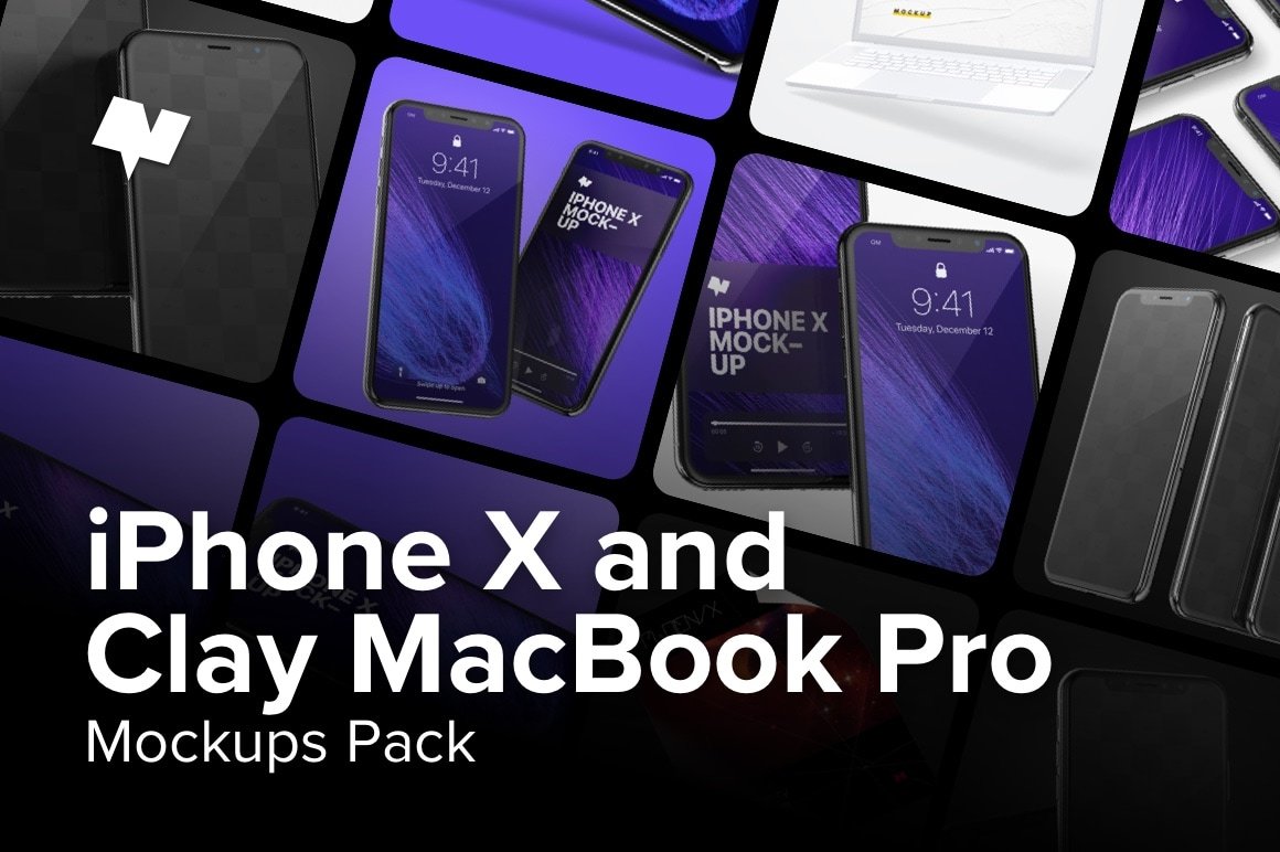 iPhone X And Clay MacBook Pro Mockups Pack