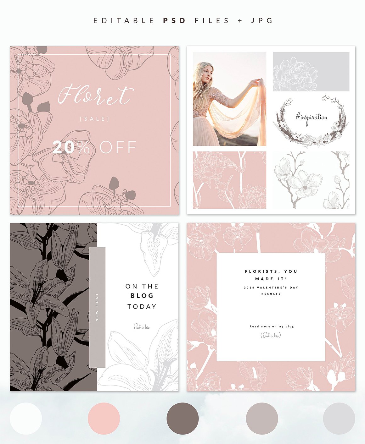 35 Floral Patterns And 8 Instagram Templates