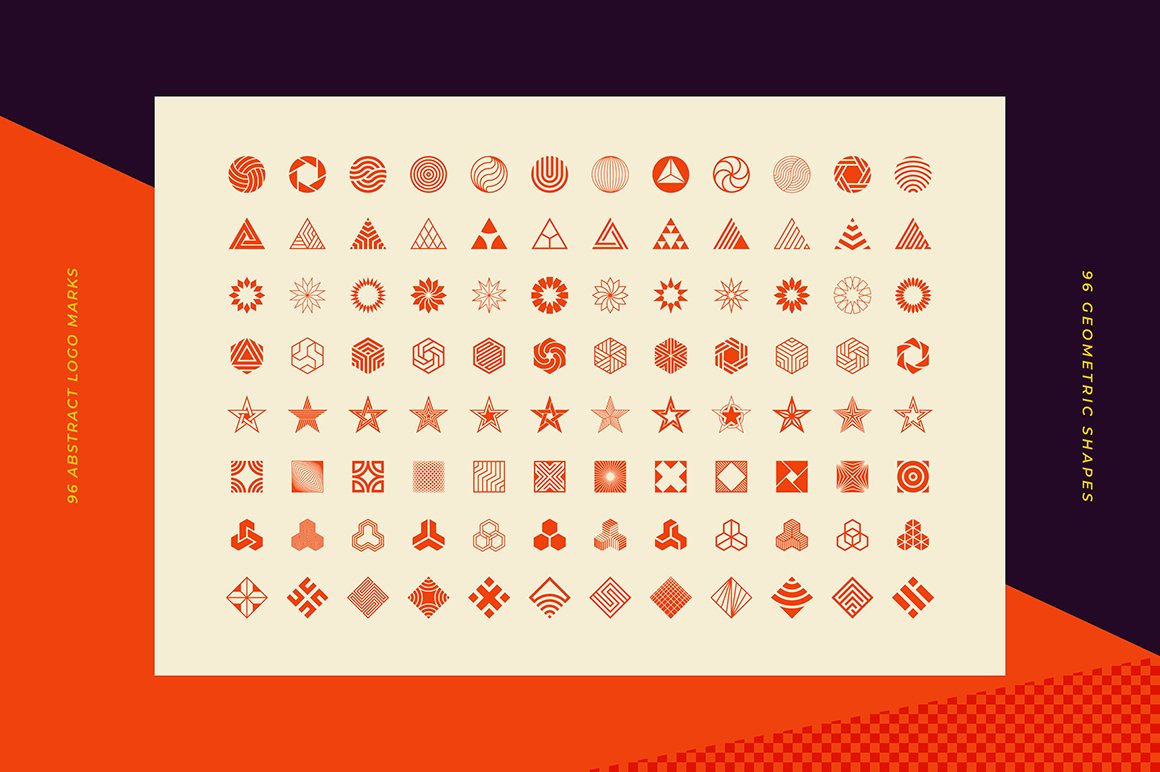 96 Abstract Logos & Geometric Shapes Collection