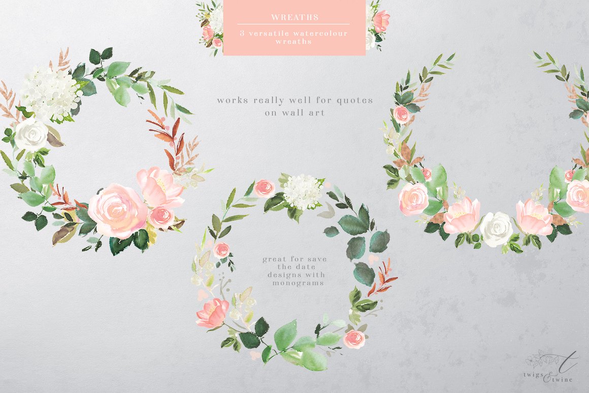 Blushed Watercolor Flower Miniset