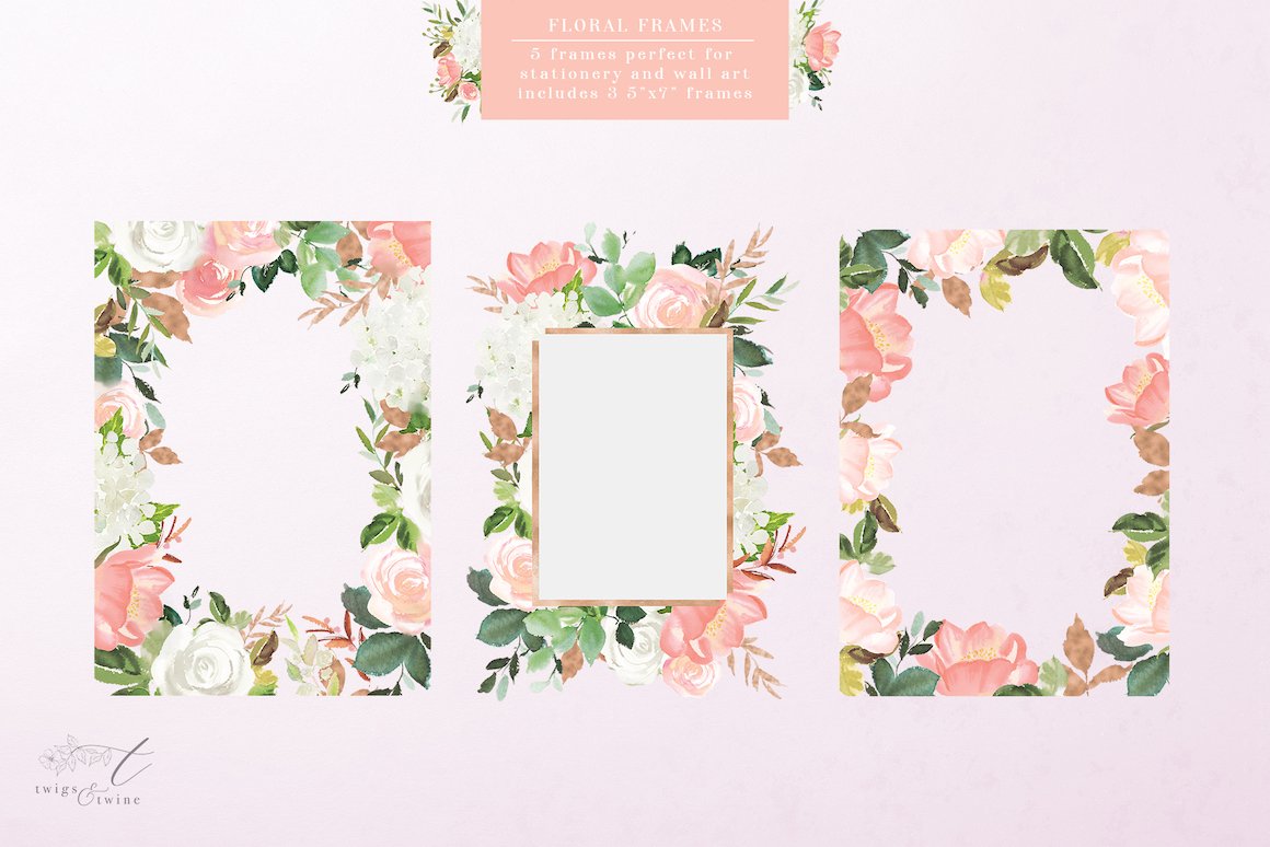 Blushed Watercolor Flower Miniset