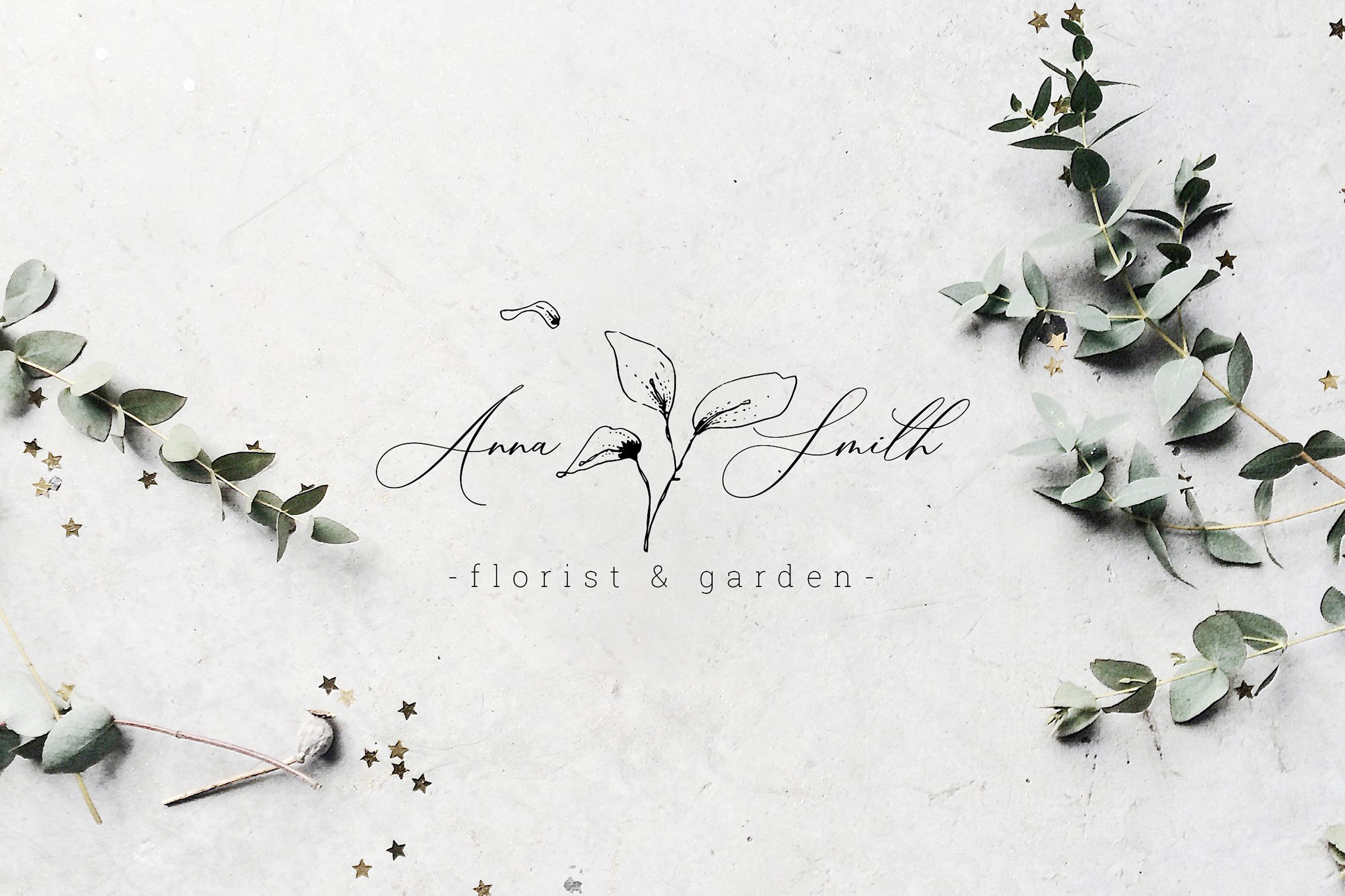 Floral Outline Illustration & Logo Pack