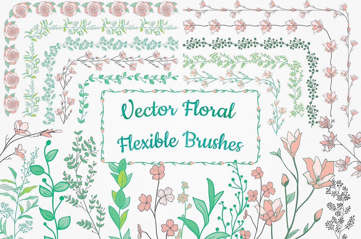 Floral Collection  - Drawn Florals, Patterns, Brushes