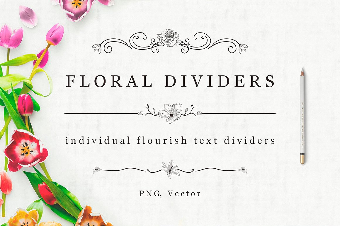 Flourish Decorative Text Dividers And Bonus Florals