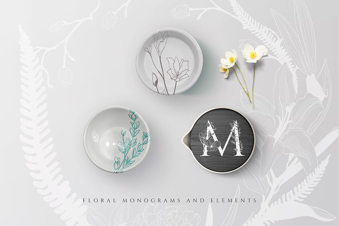Flowered Monograms & Floral Design Elements