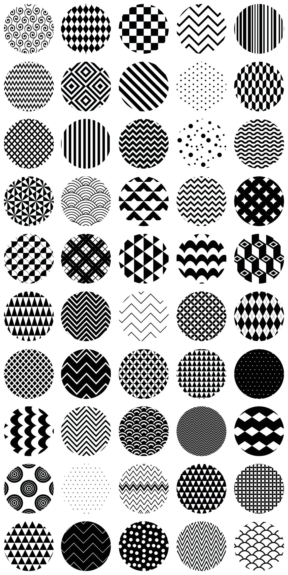 Geometric Black & White Seamless Patterns