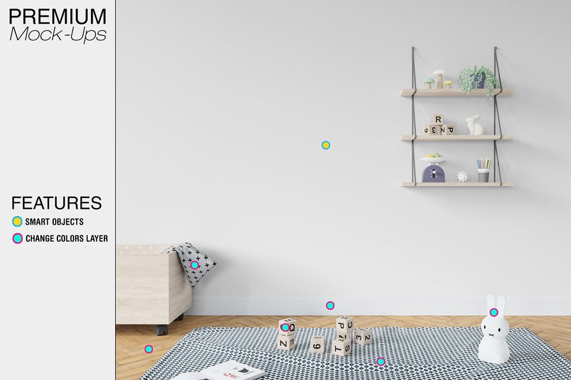 Kids Room - Wall And 90 Customizable Frames Set