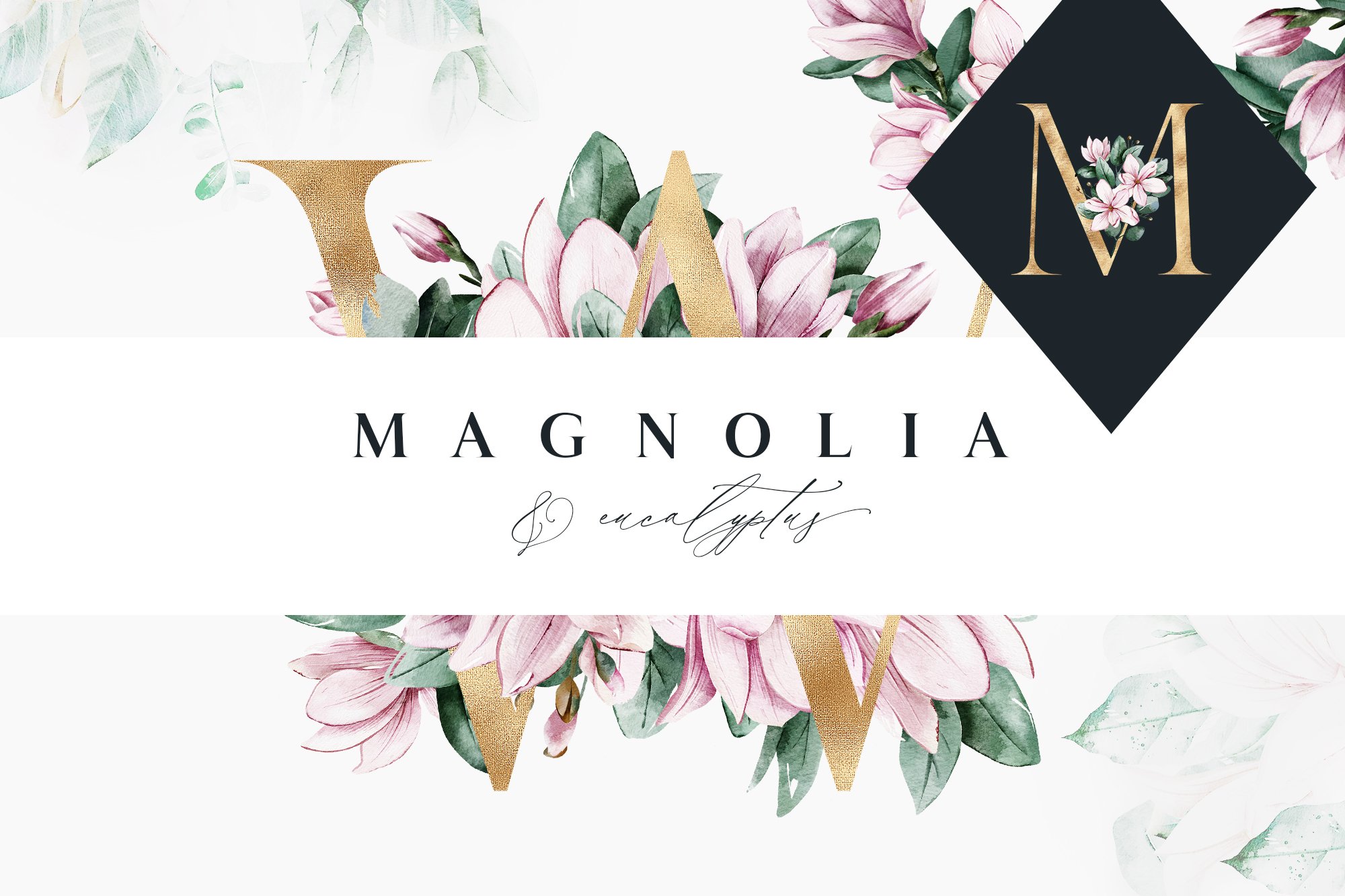 Magnolia & Eucalyptus Watercolor Set