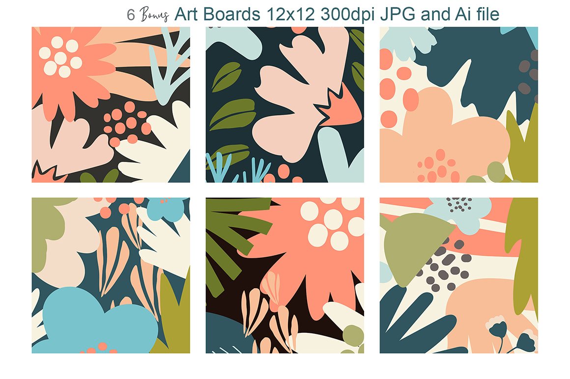 Modern Garden Flower Patterns & Artboards